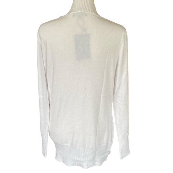 Folunsi women's medium white long sleeve stretchy open cardigan sweater - Picture 4 of 13